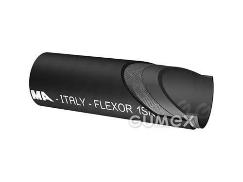 Hydraulická hadica FLEXOR 1SN R1AT, 6,4/13,2mm, 225bar, syntetická guma/syntetická guma, olejuvzdorná, bandážovaná, 1x oplet drôtom, -40°C/+100°C, čierna
